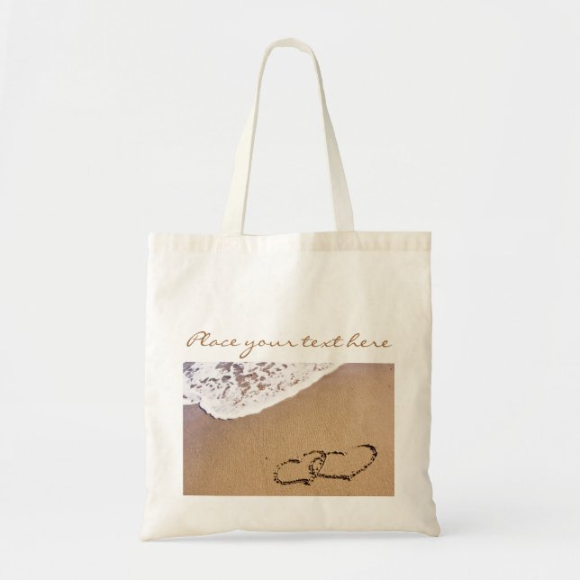 Two Hearts In The Sand Tote Bag (Front)