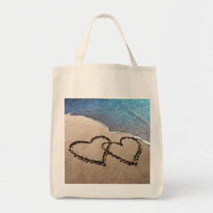 Two Hearts In The Sand Tote Bag