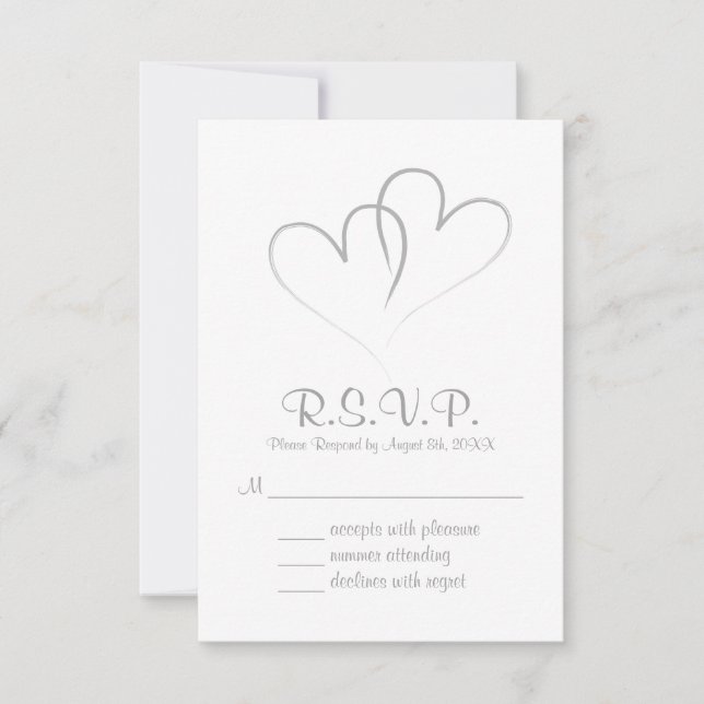 Two hearts intertwined Wedding RSVP Card (Front)
