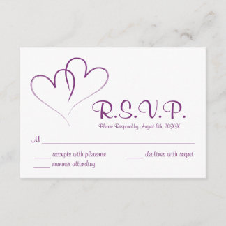 Two hearts intertwined Wedding RSVP Card