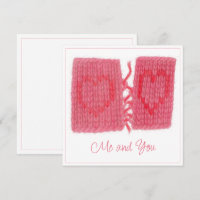 TWO HEARTS KNIT 5.25" Square Flat Card + Text
