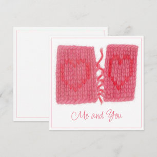 TWO HEARTS KNIT 5.25" Square Flat Card + Text