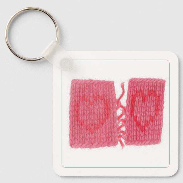 TWO HEARTS KNIT Aluminium Square Keychain  (Front)