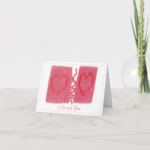 TWO HEARTS KNIT Blank Notecard + Text