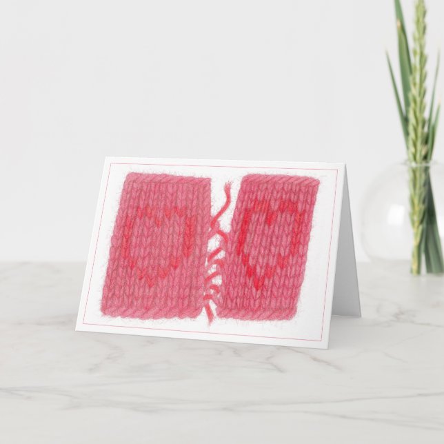 TWO HEARTS KNIT Greeting Card (Front)