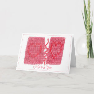 TWO HEARTS KNIT Greeting Card + Text