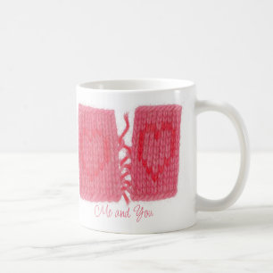 TWO HEARTS KNIT White Mug + Text