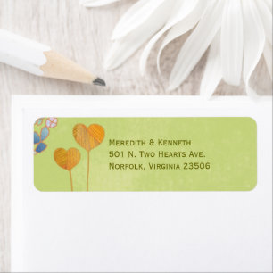Two Hearts Lime Green Wedding Return Address