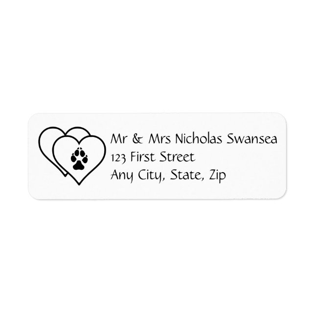 Two Hearts Love Animals Pet Rescue Address label (Front)