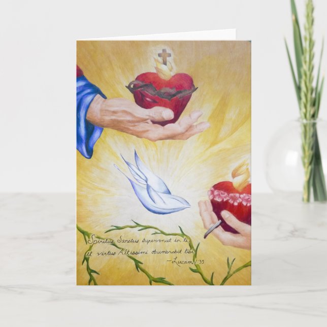 Two Hearts & Luke 1:35 Postage Card (Front)