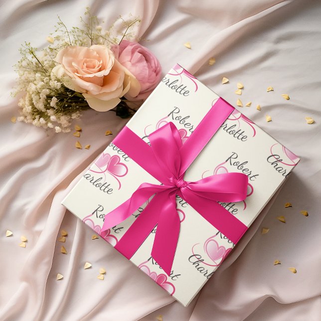 Two Hearts Meet as One customisable Wedding Wrapping Paper (Creator Uploaded)