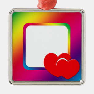 Two hearts metal tree decoration