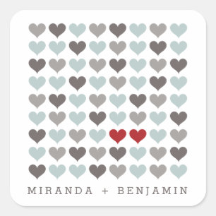 Two Hearts Modern Personalised Wedding Sticker