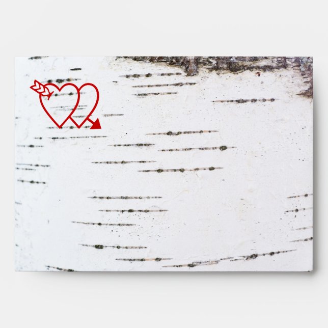 Two hearts on a birch bark envelope (Front)