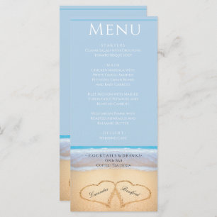 Two hearts on the Beach Wedding Dusty Blue Menu