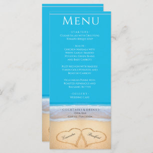 Two hearts on the Beach Wedding menu