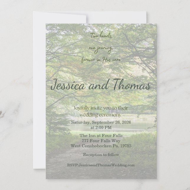 Two Hearts One Journey Photo Wedding Invitation (Front)