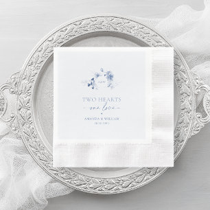 Two Hearts · One Love Dusty Blue Wedding Napkin