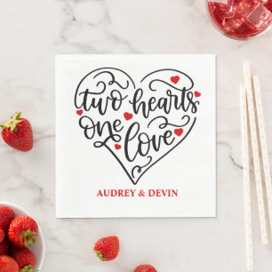 Two Hearts One Love Napkin
