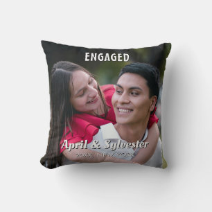 Two Hearts One Love Personalised Engagement Photo Cushion