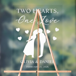 Two Hearts, One Love Personalized Wedding Acrylic Sign