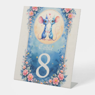 Two Hearts, One Love – Wedding Mice. Pedestal Sign