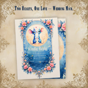 Two Hearts, One Love – Wedding Mice. RSVP Card