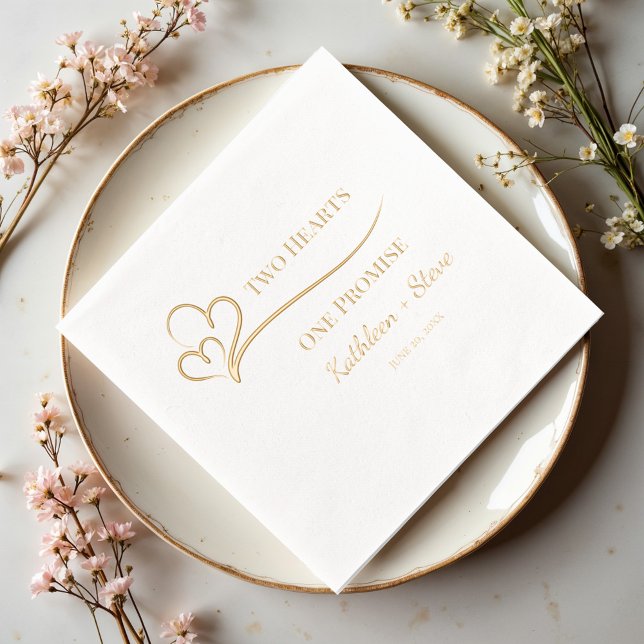 Two Hearts, One Promise Wedding Foil Napkins (Creator Uploaded)