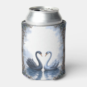 Two Hearts, One Reflection – Romantic Swan Wedding Can Cooler