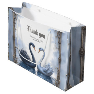 Two Hearts, One Reflection – Romantic Swan Wedding Large Gift Bag