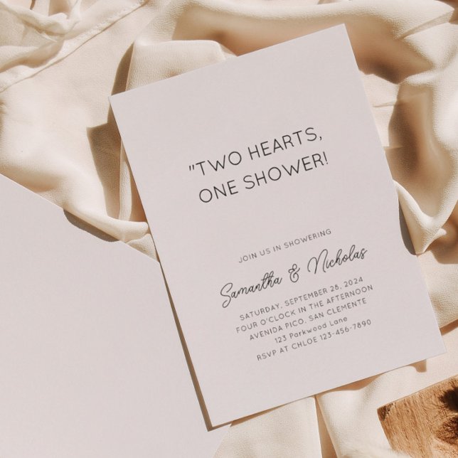 Two Hearts, One Shower | Simple Couple Shower Invitation (Creator Uploaded)