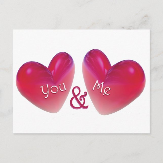 Two Hearts Romantic Postcard (Front)