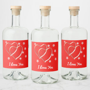 two hearts,romantic wedding.Personalised Liquor Bottle Label