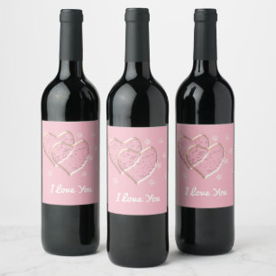 two hearts,romantic wedding.Personalised Wine Label