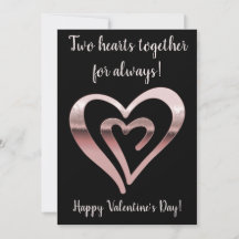 Two hearts rose gold black Valentine's Day