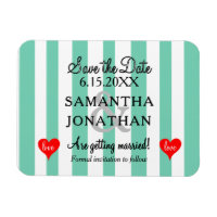 Two Hearts Seafoam Gteen White Stripes Wedding