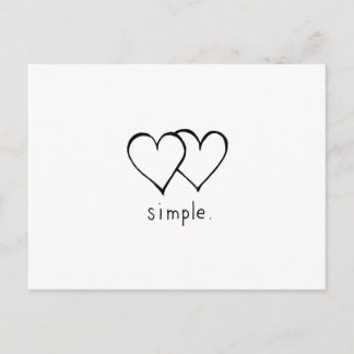 Two Hearts - Simple love - fresh line drawing art Postcard