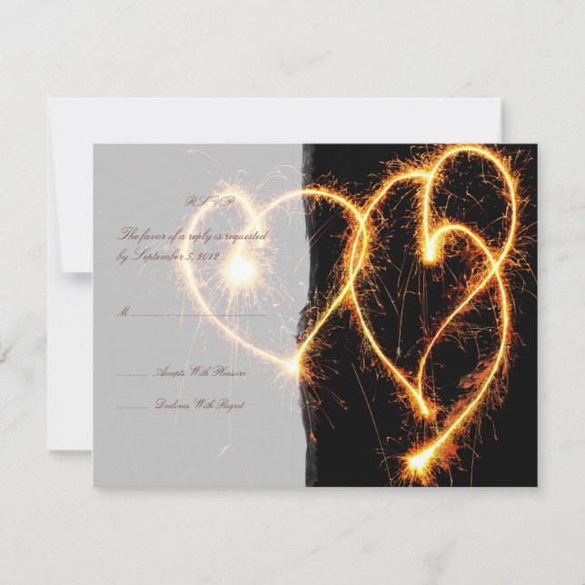 Two Hearts Sparklers Wedding RSVP (Front)