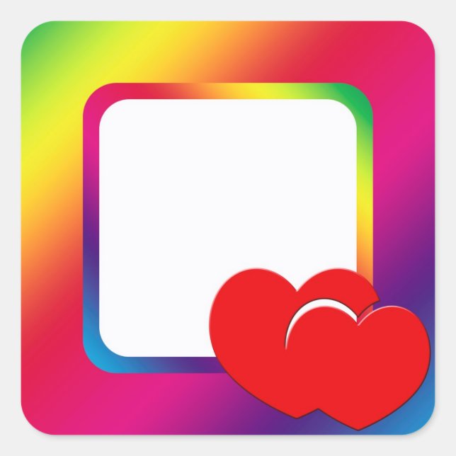 Two hearts square sticker (Front)