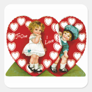Two Hearts Square Sticker