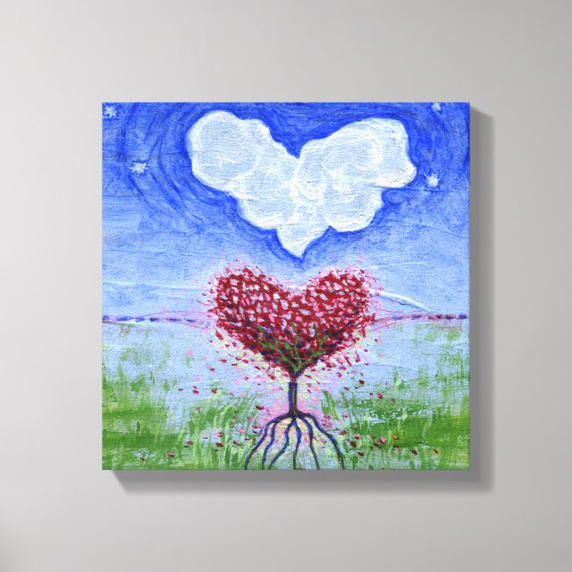 Two Hearts Surrealist Art Canvas Print (Front)