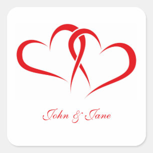 Two Hearts Together partner design Square Sticker