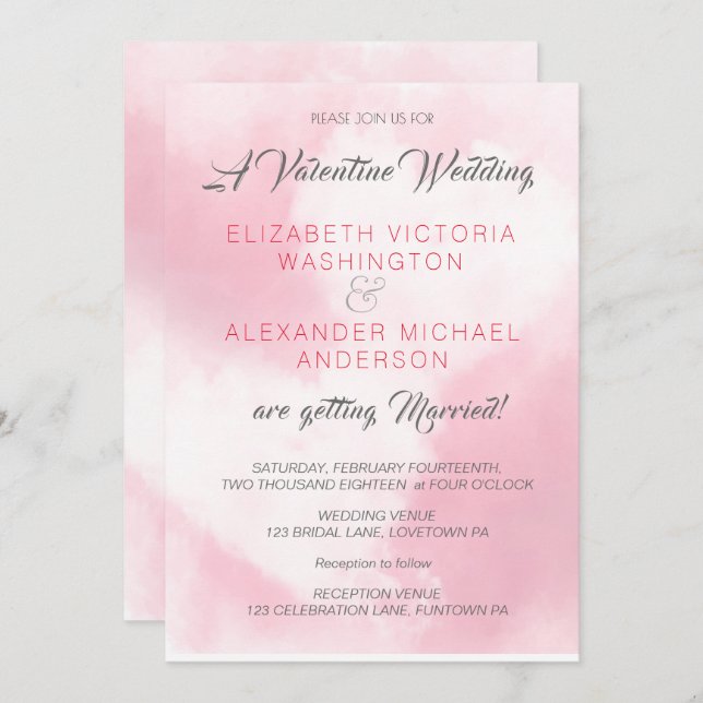 Two Hearts/Valentines Theme/ Wedding Invitation (Front/Back)