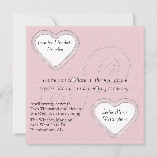 Two Hearts Wedding Invitation (Front)