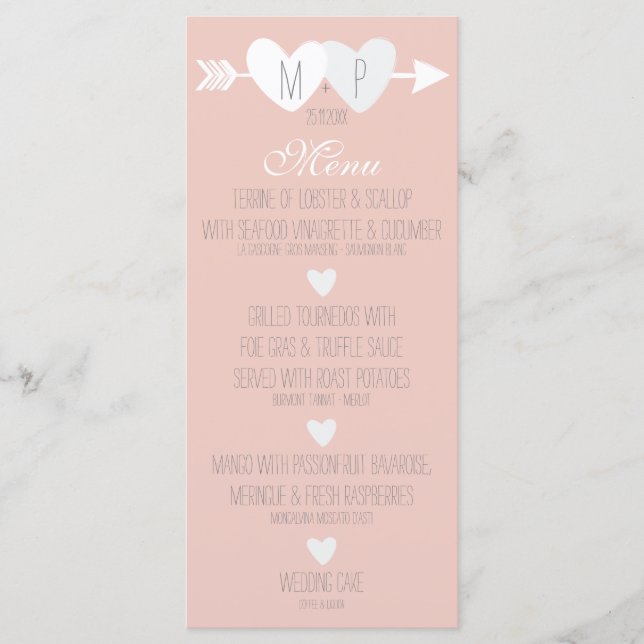Two Hearts Wedding Menu (Front)