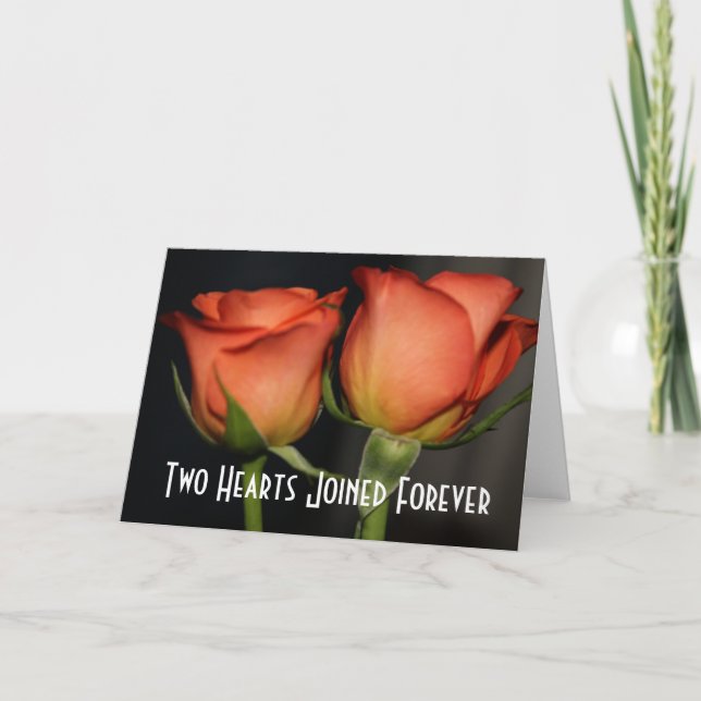 Two Hearts Wedding Roses Greeting Card (Front)