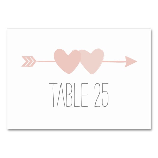 Two Hearts Wedding Table Number (Front)