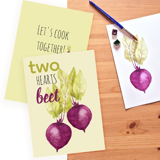 Two Hearts With Cute Beet Valentine`s Holiday Card (Creator Uploaded)
