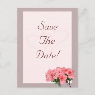 Two Hearts with Grey Border Save The Date Wedding Announcement Postcard