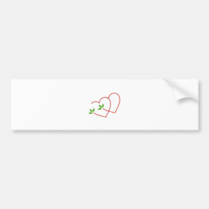 Two Hearts with leaves- symbol for matrimony Bumper Sticker